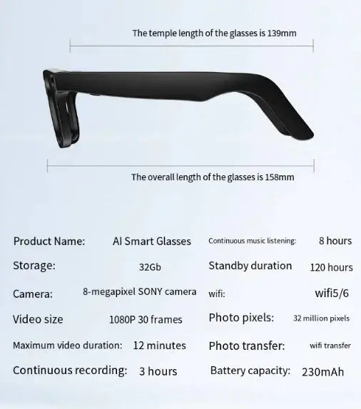 AI Camera Smart Glasses VYLASA